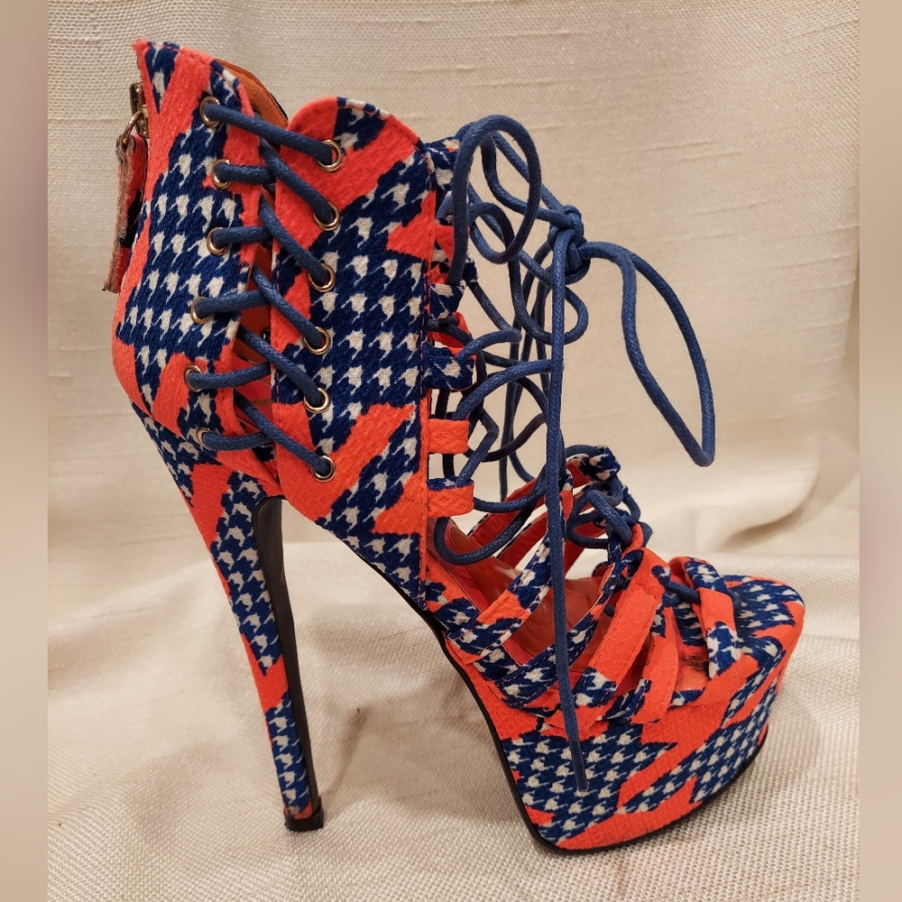 Stylish Blue and Red Women's Heels